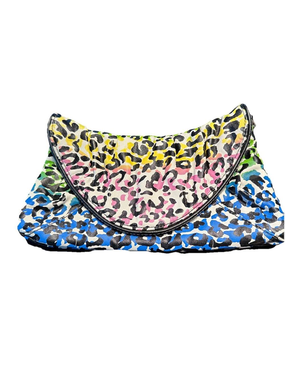 Nine West Multicolor Leopard Print Clutch Purse Y2K Cosmetic Makeup Bag